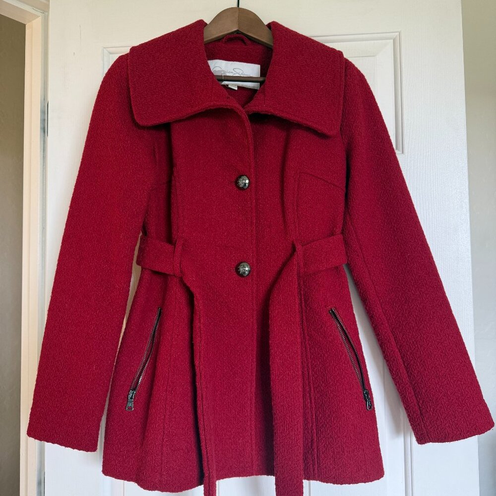 Jessica Simpson Red Tie-Waist Coat - Size XS